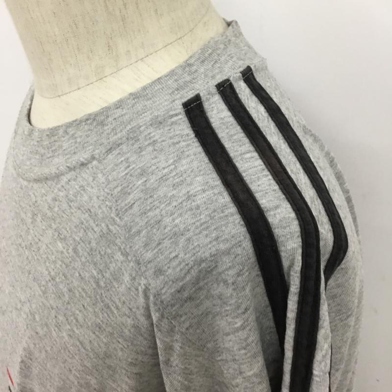 アディダス adidas Tシャツ 半袖 半袖カットソー スポーツウェア プリントTシャツ M ロゴ、文字 灰 / グレー / メンズ USED 古着 中古 10095448
