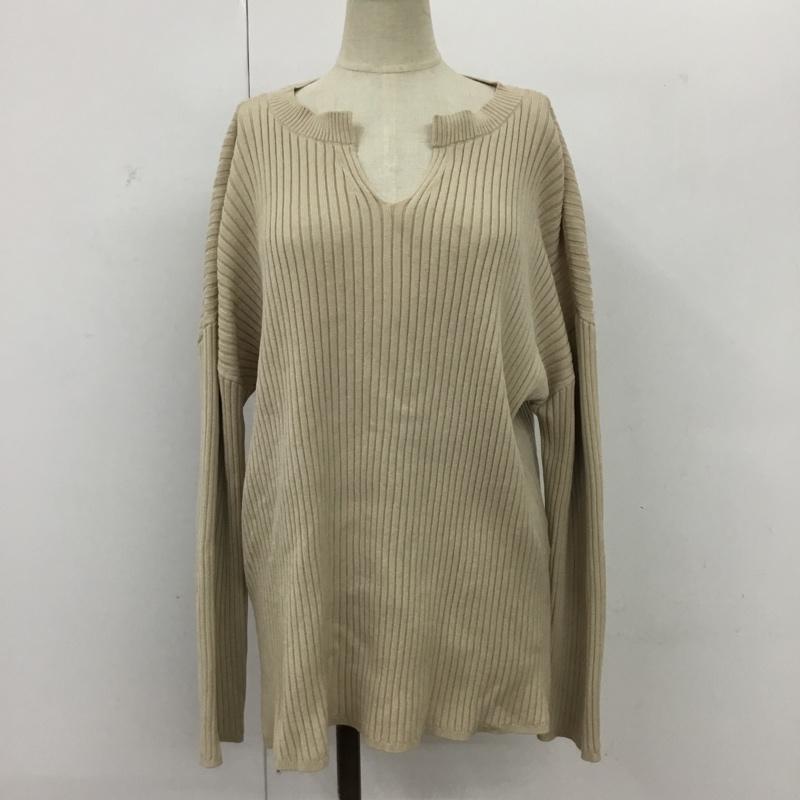 アデイインザライフ ユナイテッドアローズ A day in the life UNITED ARROWS ニット、セーター 長袖 6413-699-0281 キーネック 無地 ベージュ / ベージュ / レディース USED 古着 中古 10095592