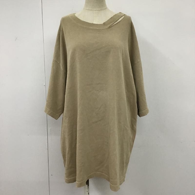 ジーナシス JEANASIS Tシャツ 半袖 JS063166TP ネックアキダメージTEE FREE ダメージ加工 ベージュ / ベージュ / レディース USED 古着 中古 10095738