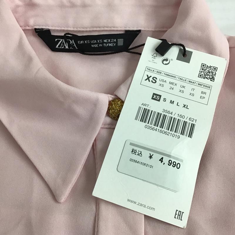 ザラ ZARA シャツ、ブラウス 長袖 長袖シャツ カジュアルシャツ 切り替えシャツ XS 無地 桃 / ピンク / レディース USED 古着 中古 10095834