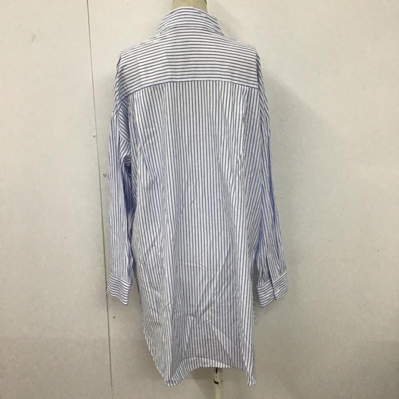 ザラ ZARA シャツ、ブラウス 長袖 長袖シャツ ストライプシャツ 長袖カットソー サイドスリットシャツ XS ストライプ 白 / ホワイト / X 青 / ブルー / レディース USED 古着 中古 10095840