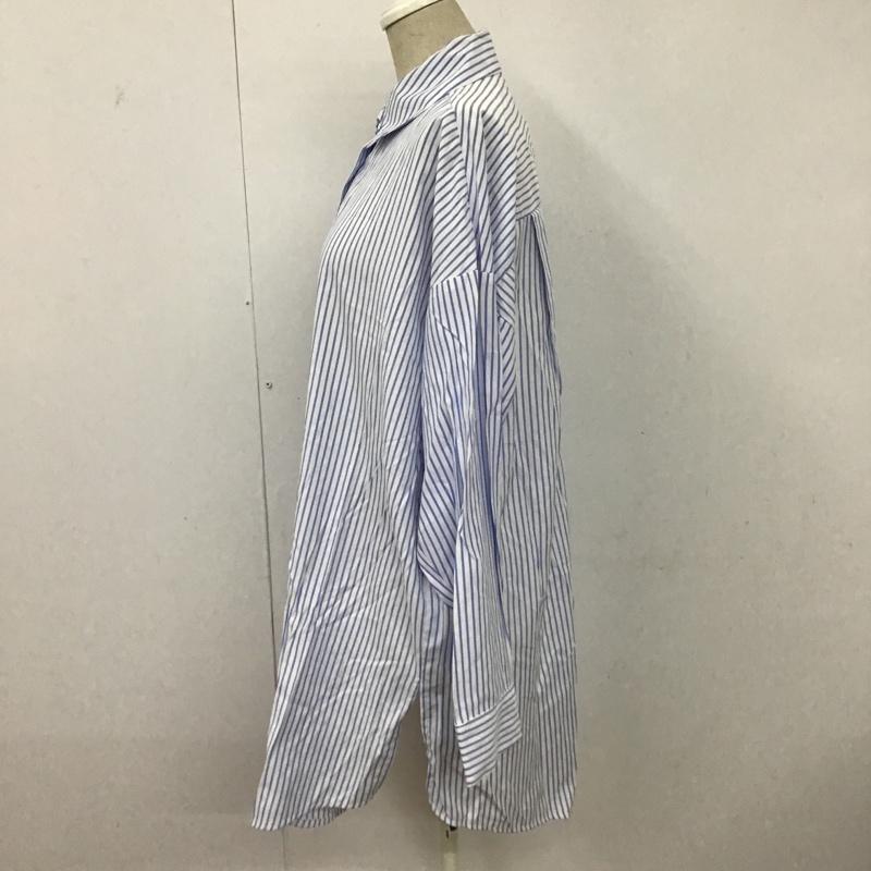 ザラ ZARA シャツ、ブラウス 長袖 長袖シャツ ストライプシャツ 長袖カットソー サイドスリットシャツ XS ストライプ 白 / ホワイト / X 青 / ブルー / レディース USED 古着 中古 10095840