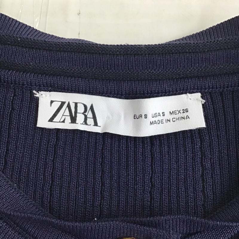 ザラ ZARA カーディガン 長袖 長袖カットソー カーディガン ニットカーディガン 前開カーディガン S 無地 紺 / ネイビー / レディース USED 古着 中古 10095851