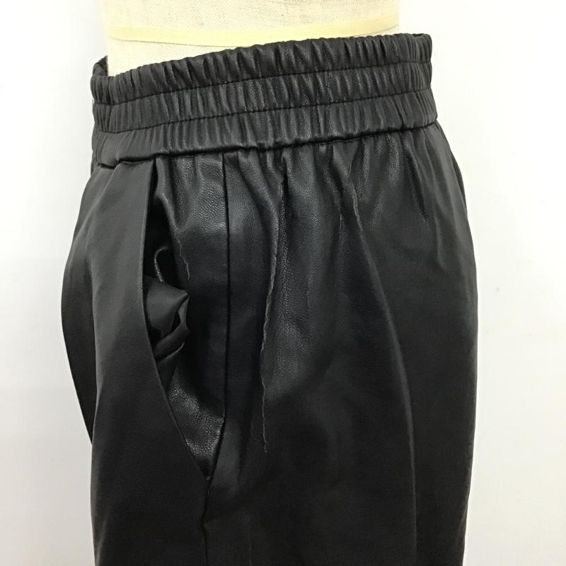 ザラベーシック ZARA BASIC ボトムス ボトムス 2398 232 800 合皮 フェイクレザー ワイドパンツ XS 無地 黒 / ブラック / レディース USED 古着 中古 10095853