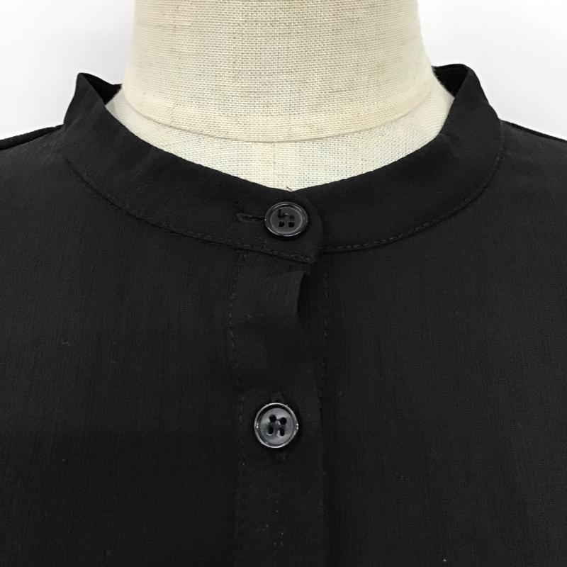 レイカズン Ray Cassin シャツ、ブラウス 半袖 413-120748 ラッフルスリーブブラウス 半袖シャツ フリルシャツ 前開シャツカットソー ノーカラーシャツ FREE 無地 黒 / ブラック / レディース USED 古着 中古 10095860