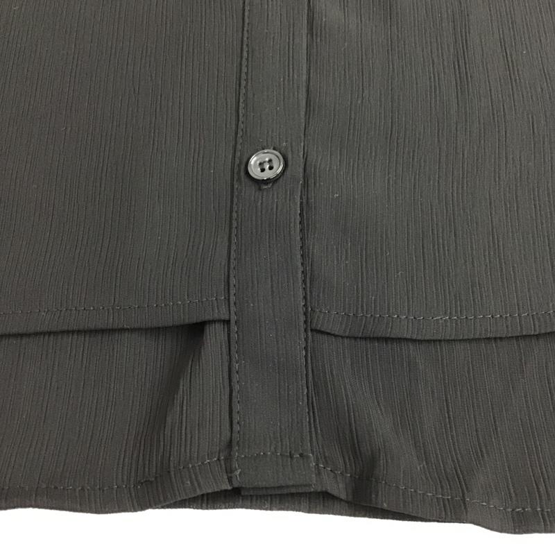レイカズン Ray Cassin シャツ、ブラウス 半袖 413-120748 ラッフルスリーブブラウス 半袖シャツ フリルシャツ 前開シャツカットソー ノーカラーシャツ FREE 無地 黒 / ブラック / レディース USED 古着 中古 10095860