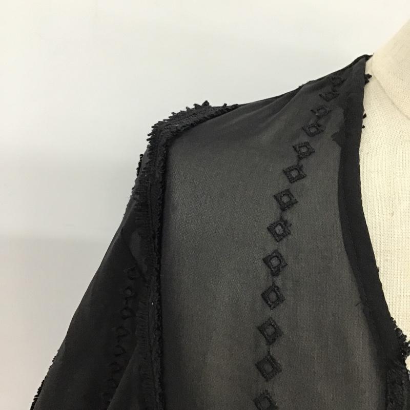オゾック OZOC カーディガン 七分袖 162-32508 ガウン ロング丈 刺繍 黒 / ブラック / レディース USED 古着 中古 10095957