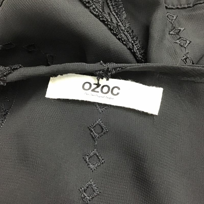 オゾック OZOC カーディガン 七分袖 162-32508 ガウン ロング丈 刺繍 黒 / ブラック / レディース USED 古着 中古 10095957