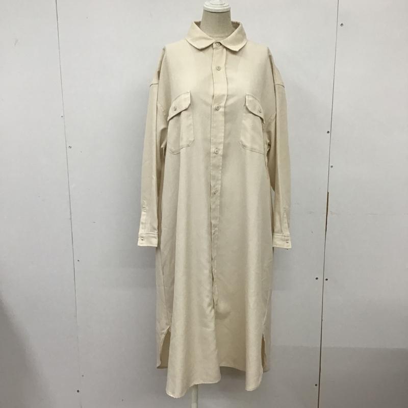 ローリーズファーム LOWRYS FARM シャツワンピース 長袖 LFM70007TS ロング丈 FREE 無地 アイボリー / アイボリー / レディース USED 古着 中古 10095958