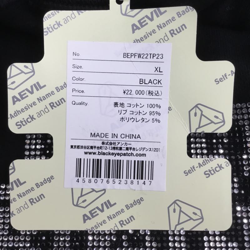 ブラックアイパッチ Black eye patch パーカー 長袖 ラインストーン フーディ タグ付 XL ロゴ、文字 黒 / ブラック / メンズ USED 古着 中古 10095987