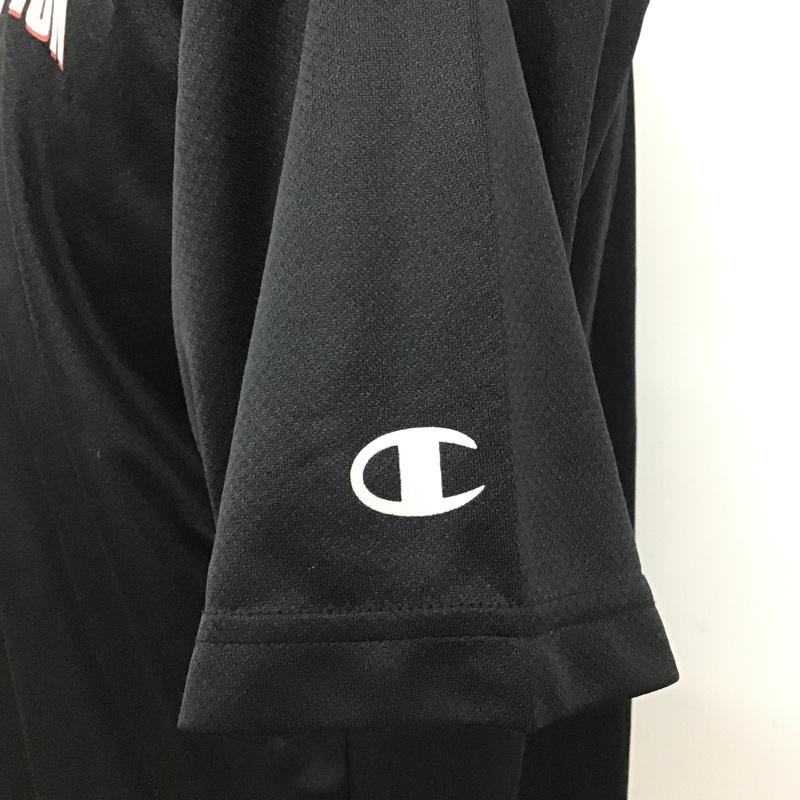 チャンピオン Champion ポロシャツ 半袖 ポロシャツ 半袖カットソー スポーツウェア ボタンダウンシャツ L ロゴ、文字 黒 / ブラック / メンズ USED 古着 中古 10096033