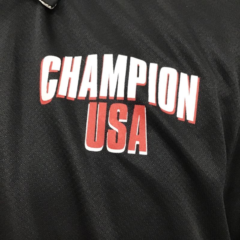 チャンピオン Champion ポロシャツ 半袖 ポロシャツ 半袖カットソー スポーツウェア ボタンダウンシャツ L ロゴ、文字 黒 / ブラック / メンズ USED 古着 中古 10096033