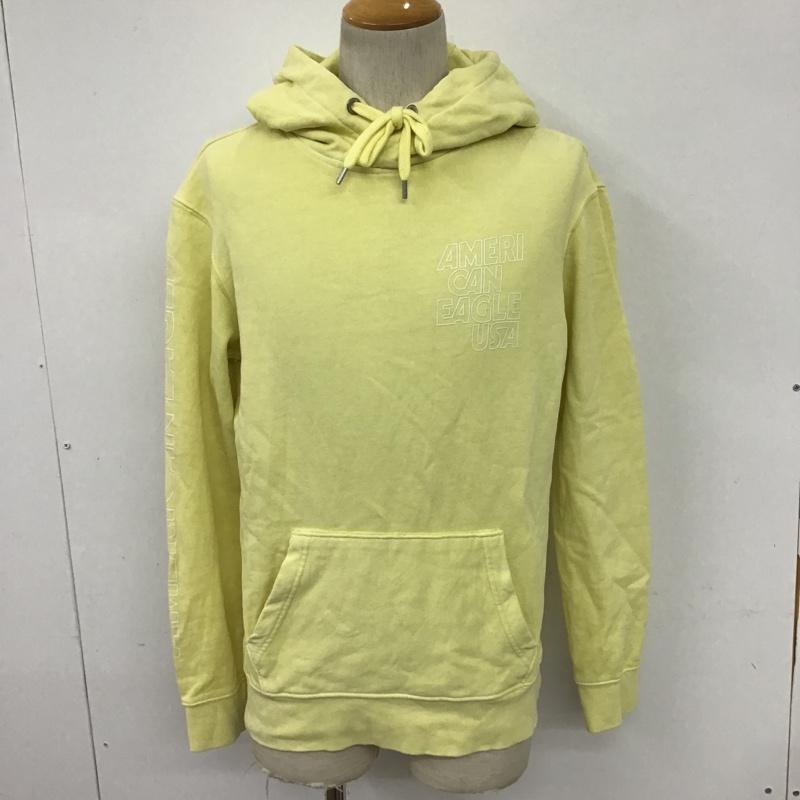 アメリカンイーグル AMERICANEAGLE パーカー 長袖 プルオーバー フーディー スウェット XS ロゴ、文字 黄 / イエロー / メンズ USED 古着 中古 10096125