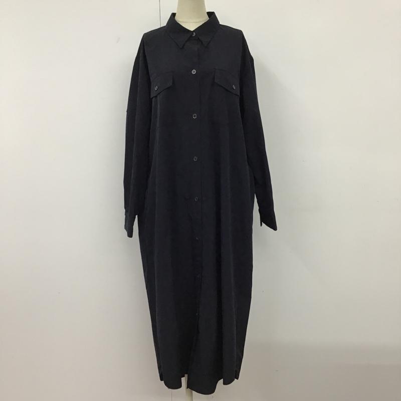 シンプリシテェ Simplicite シャツワンピース 長袖 20-040-700-0554-2-0 ロング丈 無地 紺 / ネイビー / レディース USED 古着 中古 10096167
