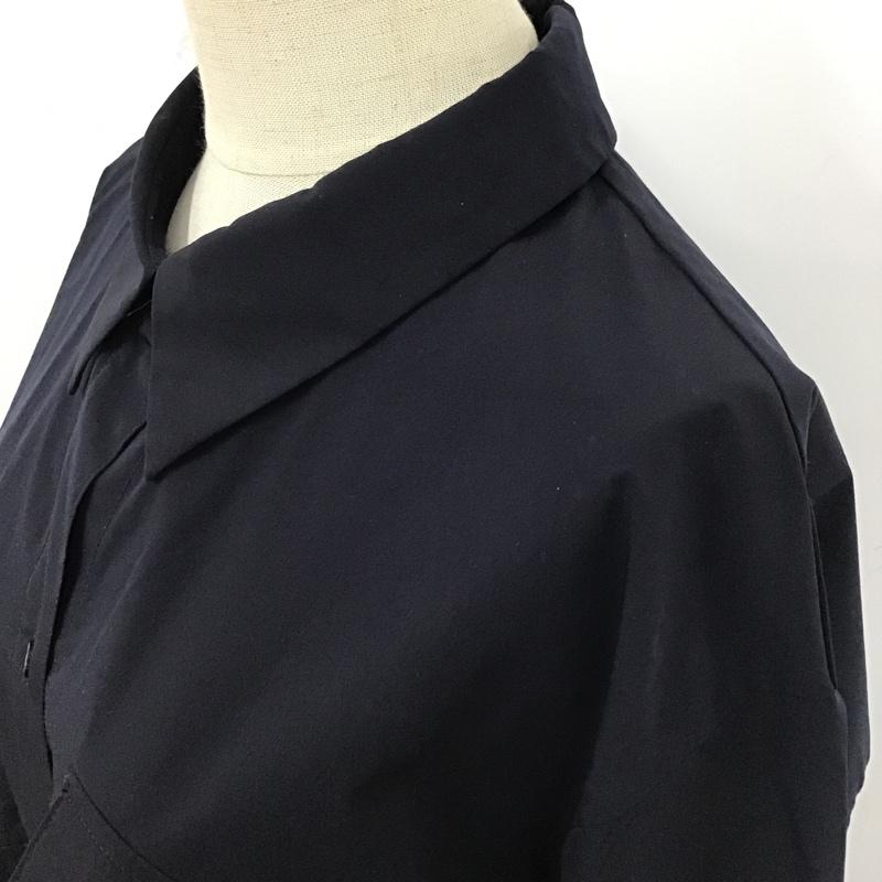 シンプリシテェ Simplicite シャツワンピース 長袖 20-040-700-0554-2-0 ロング丈 無地 紺 / ネイビー / レディース USED 古着 中古 10096167