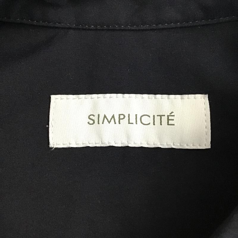 シンプリシテェ Simplicite シャツワンピース 長袖 20-040-700-0554-2-0 ロング丈 無地 紺 / ネイビー / レディース USED 古着 中古 10096167