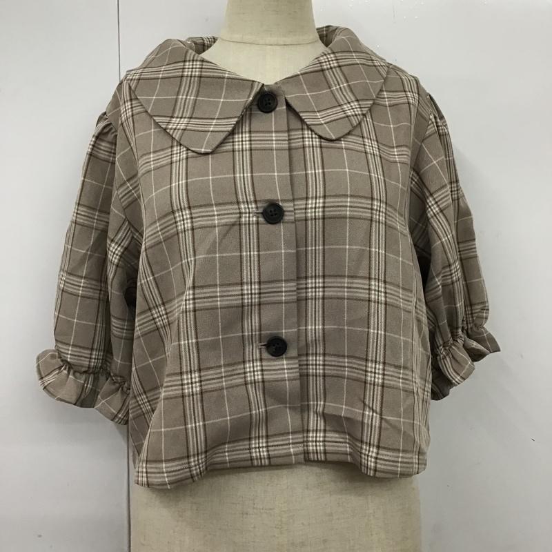 アプレジュール apres jour シャツ、ブラウス 半袖 半袖シャツ カラーシャツ 半袖カットソー チェックシャツ FREE チェック 茶 / ブラウン / レディース USED 古着 中古 10096309