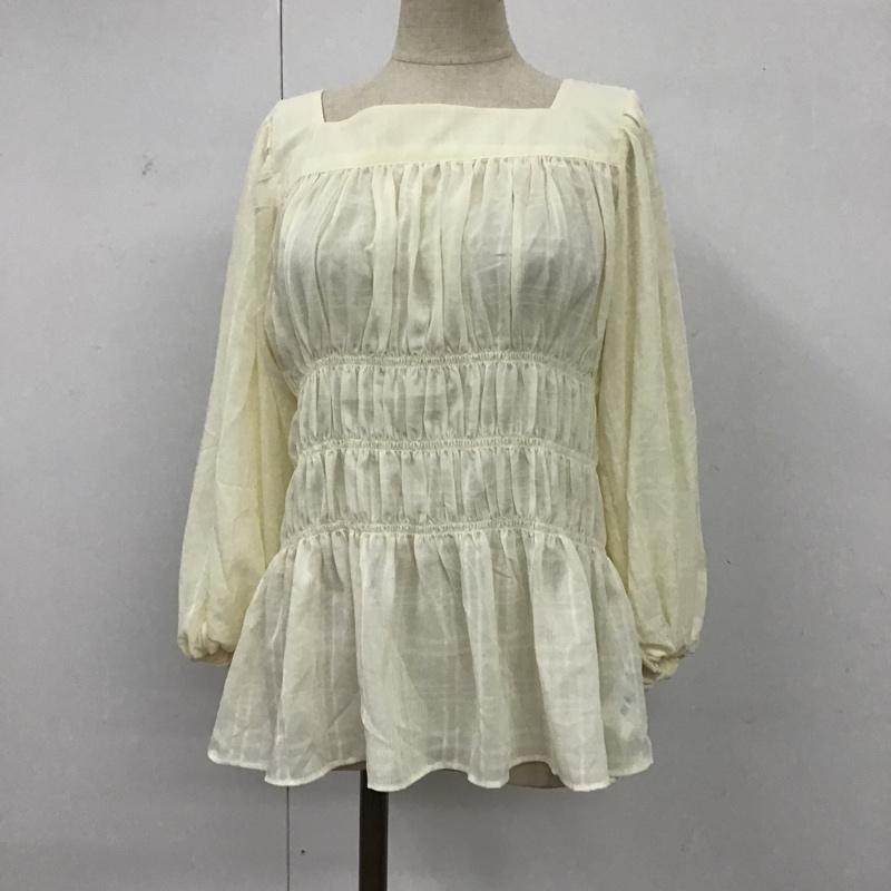 ローリーズファーム LOWRYS FARM シャツ、ブラウス 半袖 LF622081TS シャーリングバルーンブラウス 半袖カットソー スクエアネック フレアシャツ パフスリーブ FREE 無地 アイボリー / アイボリー / レディース USED 古着 中古 10096318