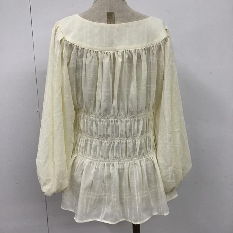 ローリーズファーム LOWRYS FARM シャツ、ブラウス 半袖 LF622081TS シャーリングバルーンブラウス 半袖カットソー スクエアネック フレアシャツ パフスリーブ FREE 無地 アイボリー / アイボリー / レディース USED 古着 中古 10096318