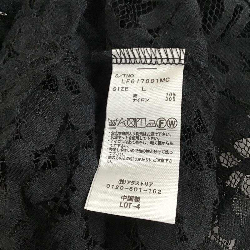 ローリーズファーム LOWRYS FARM カットソー 長袖 レース長袖カットソー 花柄 長袖カットソー シースルーカットソー L 無地 黒 / ブラック /  レディース USED 古着 中古 10096328