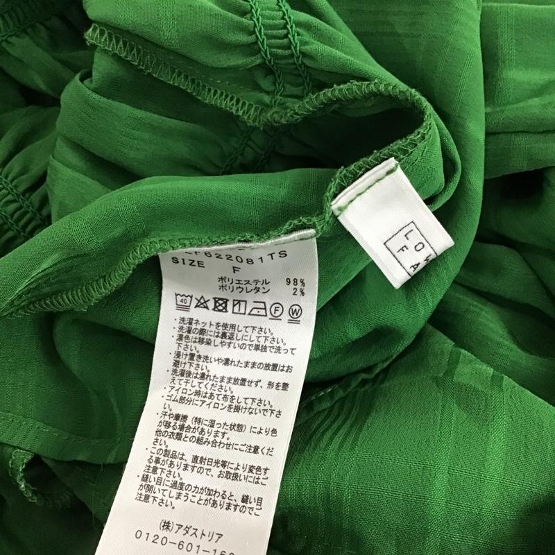 ローリーズファーム LOWRYS FARM カットソー 七分袖 LF622081TS シャーリングバルーンブラウス スクエアネック FREE チェック 緑 / グリーン /  レディース USED 古着 中古 10096391