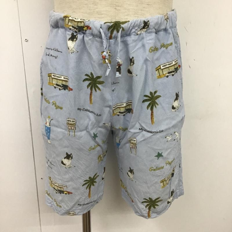 ジェラートピケ gelato pique パンツ ショートパンツ PMFP192946 アロハハーフパンツ ショートパンツ ルームウェア M 総柄 X プリント 水色 / ライトブルー / メンズ USED 古着 中古 10096451
