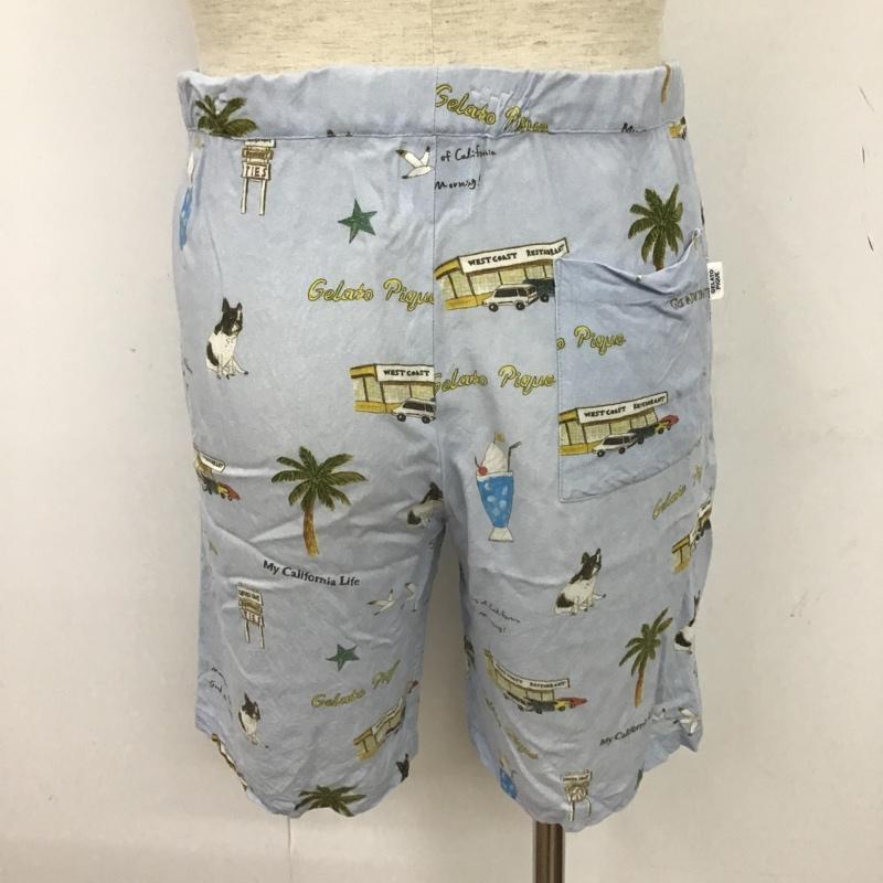 ジェラートピケ gelato pique パンツ ショートパンツ PMFP192946 アロハハーフパンツ ショートパンツ ルームウェア M 総柄 X プリント 水色 / ライトブルー / メンズ USED 古着 中古 10096451