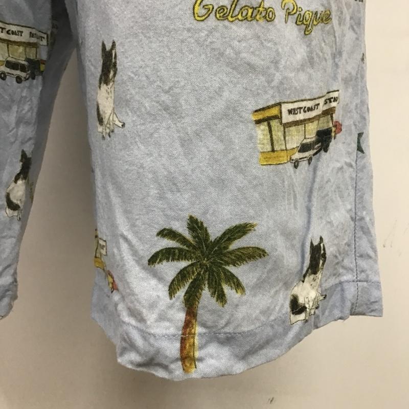 ジェラートピケ gelato pique パンツ ショートパンツ PMFP192946 アロハハーフパンツ ショートパンツ ルームウェア M 総柄 X プリント 水色 / ライトブルー / メンズ USED 古着 中古 10096451