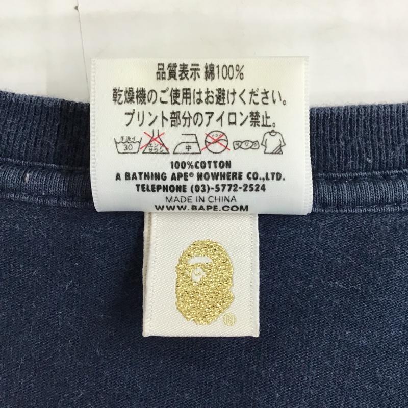アベイシングエイプ A BATHING APE Tシャツ 半袖 XL ロゴ、文字 紺 / ネイビー / メンズ USED 古着 中古 10096528