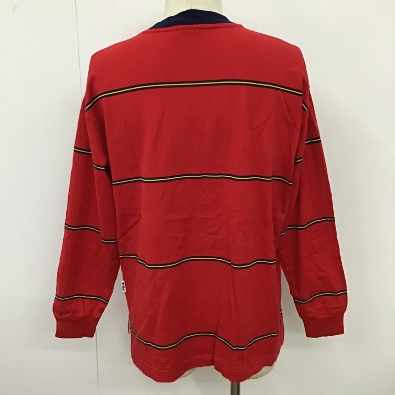 フィラ FILA カットソー 長袖 長袖カットソー ボーダーカットソー クルーネックカットソー S ボーダー柄 赤 / レッド / X 黄 / イエロー / X 紺 / ネイビー / メンズ USED 古着 中古 10096574