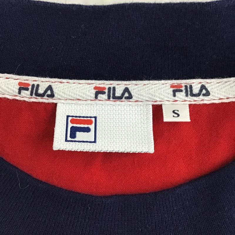 フィラ FILA カットソー 長袖 長袖カットソー ボーダーカットソー クルーネックカットソー S ボーダー柄 赤 / レッド / X 黄 / イエロー / X 紺 / ネイビー / メンズ USED 古着 中古 10096574