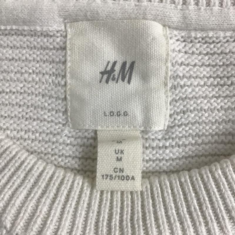 ヘンネスアンドモーリッツ H&M カットソー 長袖 長袖カットソー クルーネックカットソー ロングスリーブカットソー M 無地 白 / ホワイト / メンズ USED 古着 中古 10096606