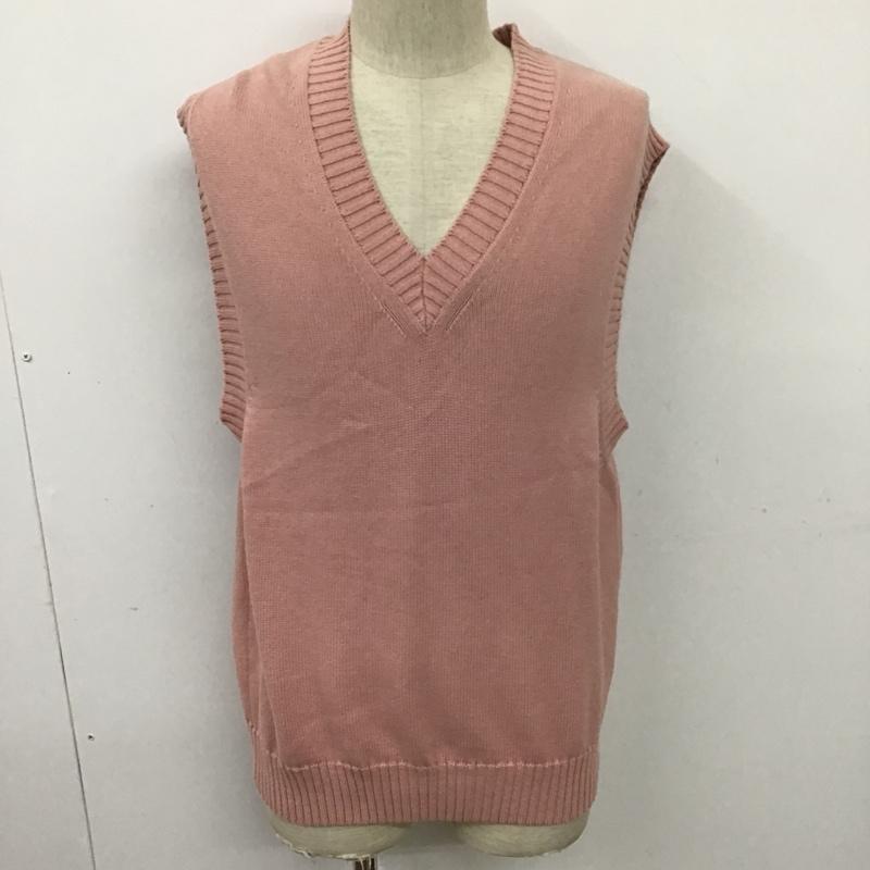 ザラ ZARA ベスト ベスト ニットベスト ノースリーブニット Vネック M 無地 桃 / ピンク / メンズ USED 古着 中古 10096645