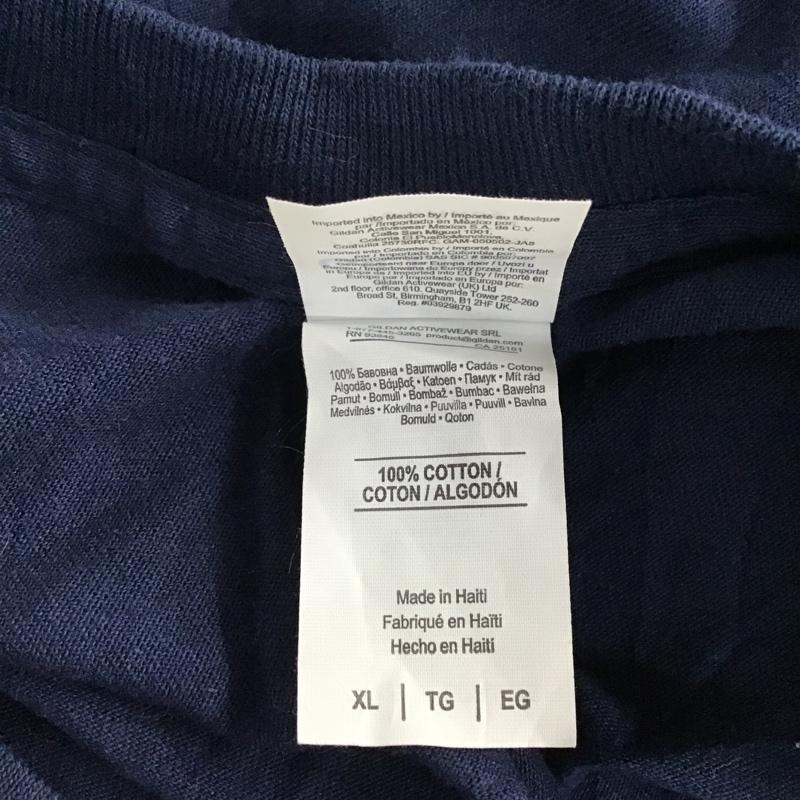ギルダン GILDAN Tシャツ 半袖 半袖カットソー プリントTシャツ クルーネックカットソー 古着 XL ロゴ、文字 紺 / ネイビー / メンズ USED 古着 中古 10096703