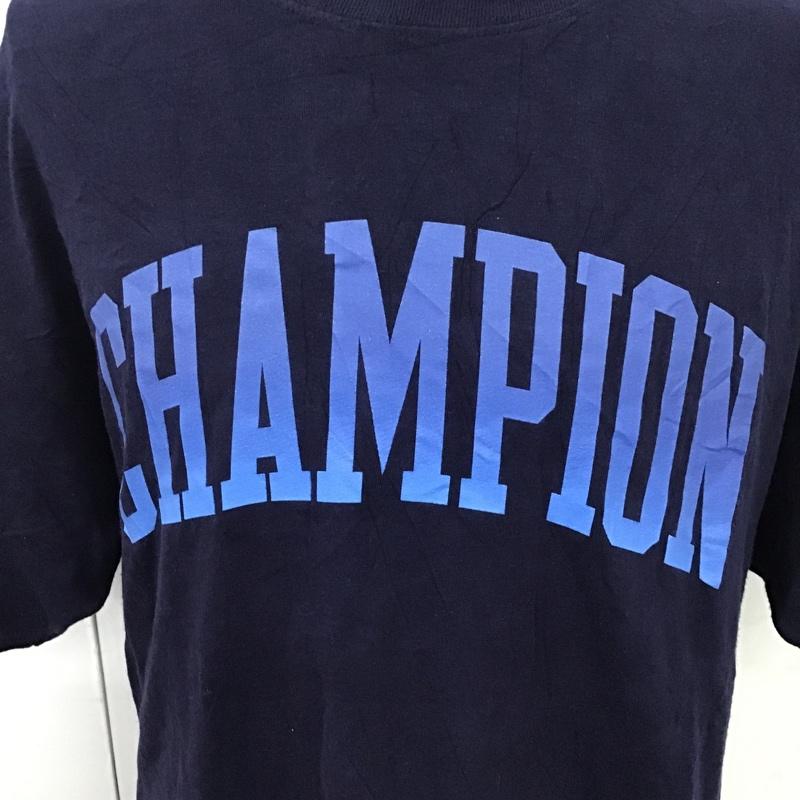 チャンピオン Champion Tシャツ 半袖 半袖カットソー プリントTシャツ クルーネックカットソー 古着 XL ロゴ、文字 紺 / ネイビー / メンズ USED 古着 中古 10096777
