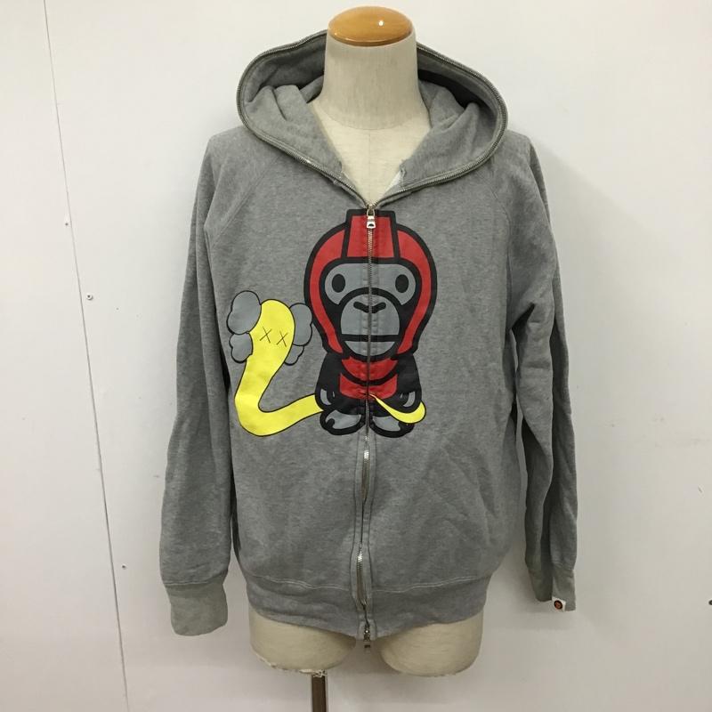 アベイシングエイプ A BATHING APE パーカー 長袖 フード付きパーカー 長袖スウェット ジップアップパーカー M プリント 灰 / グレー / メンズ USED 古着 中古 10096798