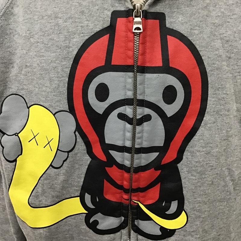 アベイシングエイプ A BATHING APE パーカー 長袖 フード付きパーカー 長袖スウェット ジップアップパーカー M プリント 灰 / グレー / メンズ USED 古着 中古 10096798