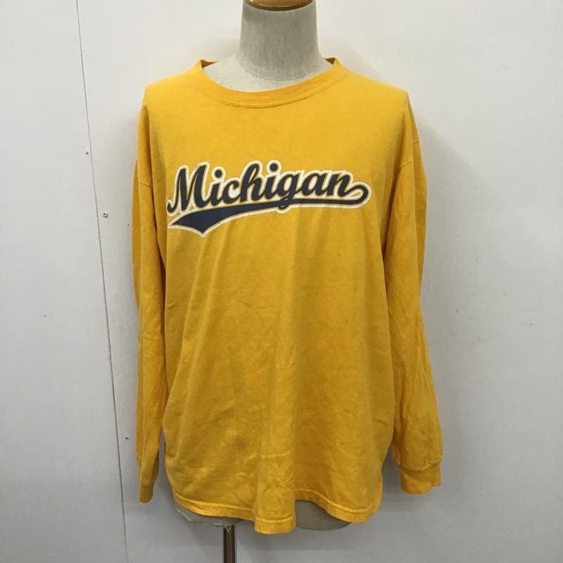 古着 USED カットソー 長袖 長袖カットソー クルーネックカットソー 長袖Tシャツ プリントTシャツ L ロゴ、文字 黄 / イエロー / メンズ USED 古着 中古 10096827