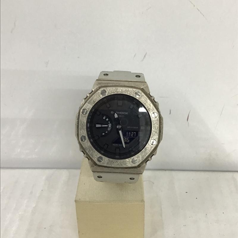 ジーショック G-SHOCK 腕時計 アナログ(クォーツ式) GA-2100 STAINLESS 箱有 カスタム ロゴ、文字 銀 / シルバー / メンズ USED 古着 中古 10097036