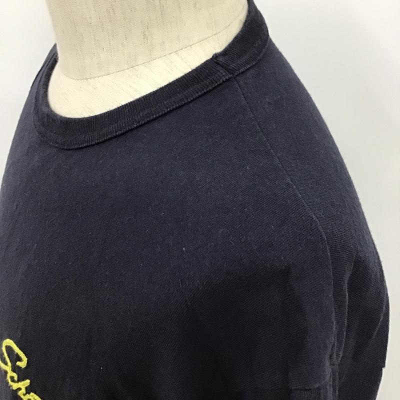 ショット schott Tシャツ 半袖 半袖カットソー Tシャツ 刺繍Tシャツ クルーネックカットソー XL ロゴ、文字 紺 / ネイビー / メンズ USED 古着 中古 10097062