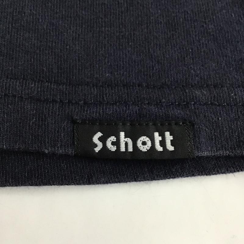 ショット schott Tシャツ 半袖 半袖カットソー Tシャツ 刺繍Tシャツ クルーネックカットソー XL ロゴ、文字 紺 / ネイビー / メンズ USED 古着 中古 10097062