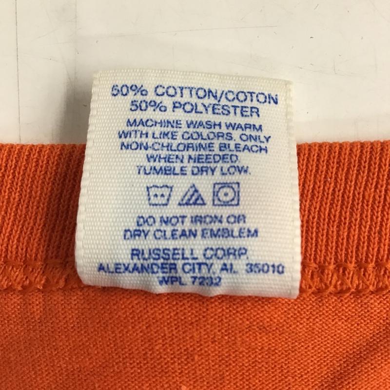 ラッセル RUSSELL Tシャツ 半袖 クルーネック プリント L ロゴ、文字 橙 / オレンジ / メンズ USED 古着 中古 10097112
