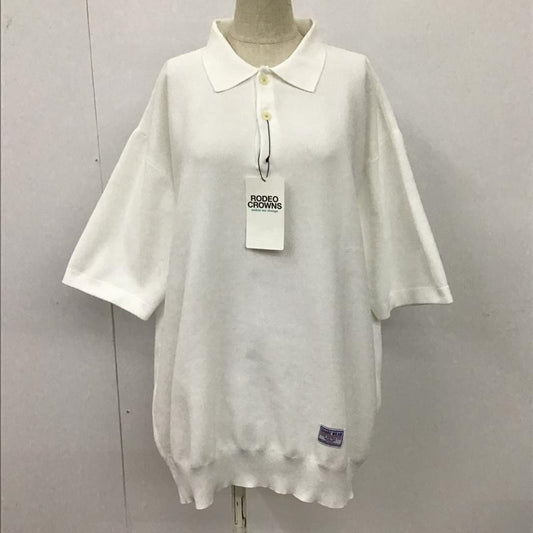 ロデオクラウンズ Rodeo Crowns ポロシャツ 半袖 426FSH70-037B ニットポロシャツ 半袖カットソー ニットカットソー FREE 無地 白 / ホワイト /  レディース USED 古着 中古 10097195