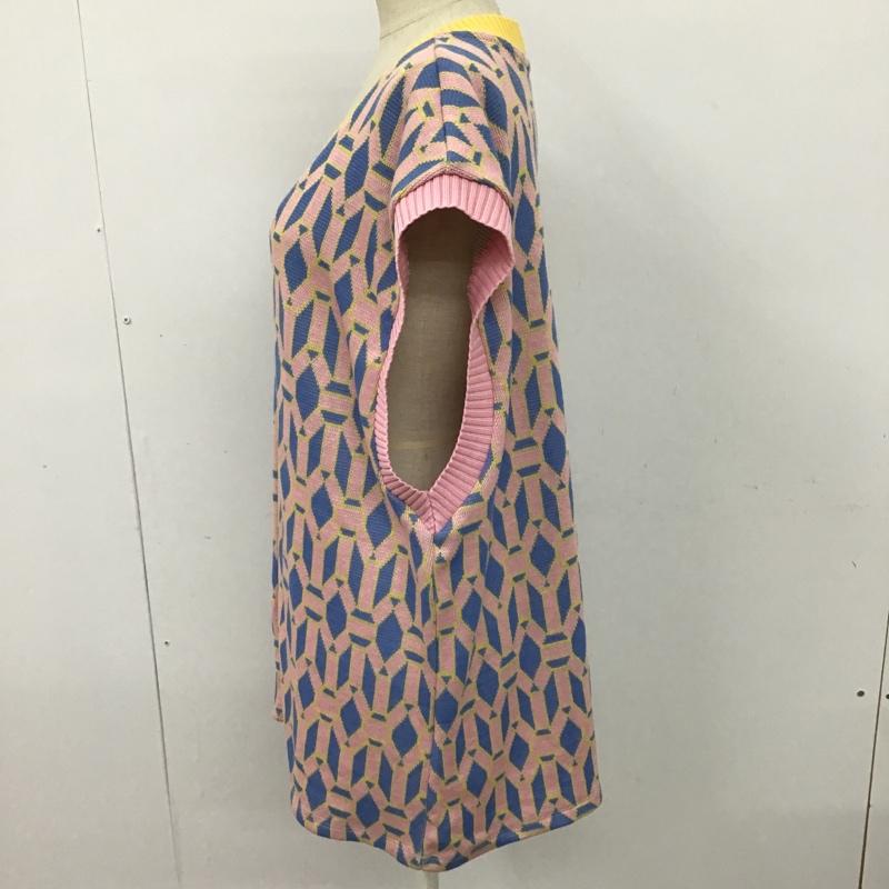 ザラ ZARA ベスト ベスト 5039 424 687 Vネック タグ付き L 総柄 桃 / ピンク / X 黄 / イエロー / X 水色 / ライトブルー / レディース USED 古着 中古 10097203
