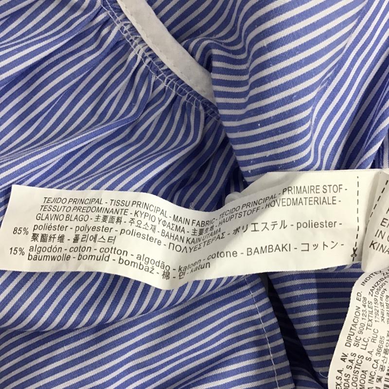 ザラウーマン ZARA WOMAN スカート ロングスカート マーメイド フレア M ストライプ 白 / ホワイト / X 水色 / ライトブルー / レディース USED 古着 中古 10097212