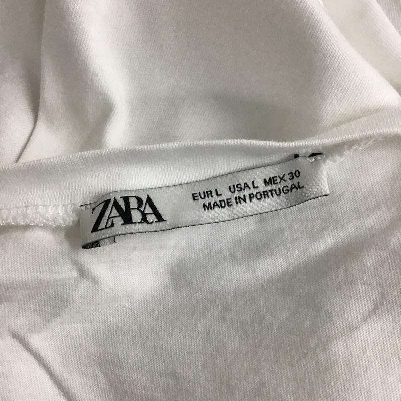 ザラ ZARA Tシャツ 半袖 5580 055 250 クルーネック L プリント 白 / ホワイト / レディース USED 古着 中古 10097288