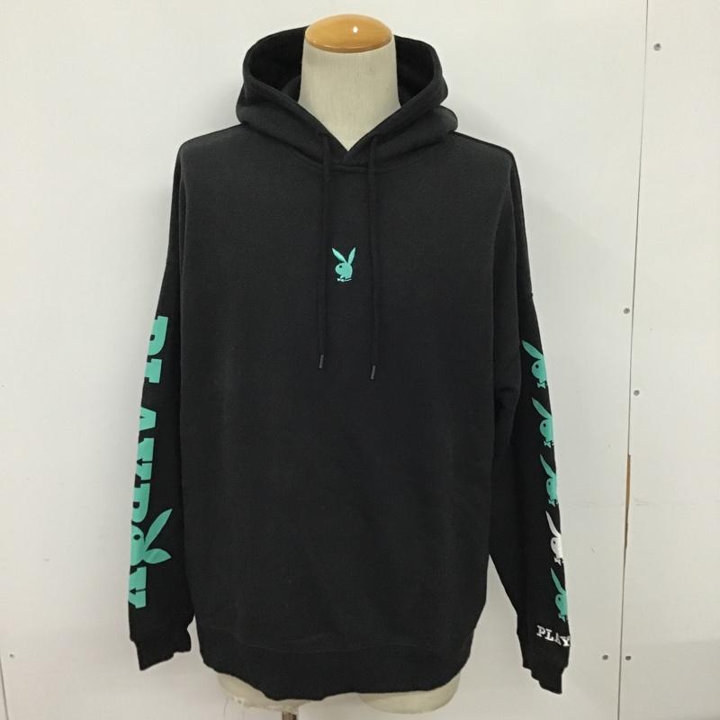 プレイボーイ PLAYBOY パーカー 長袖 フード付きパーカー 長袖スウェット パーカー トレーナー PLAYBOY×NOUND FREE ロゴ、文字 黒 / ブラック / メンズ USED 古着 中古 10097378