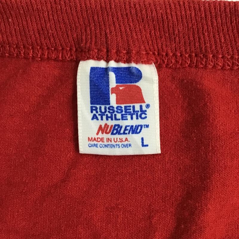 ラッセル RUSSELL Tシャツ 半袖 半袖カットソー プリントTシャツ クルーネックカットソー 古着 L プリント 赤 / レッド / メンズ USED 古着 中古 10097402