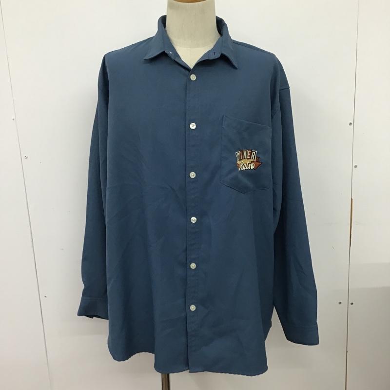 古着 USED シャツ、ブラウス 長袖 長袖シャツ カラーシャツ ポケットシャツ 長袖カットソー XL 刺繍 青 / ブルー / メンズ USED 古着 中古 10097408