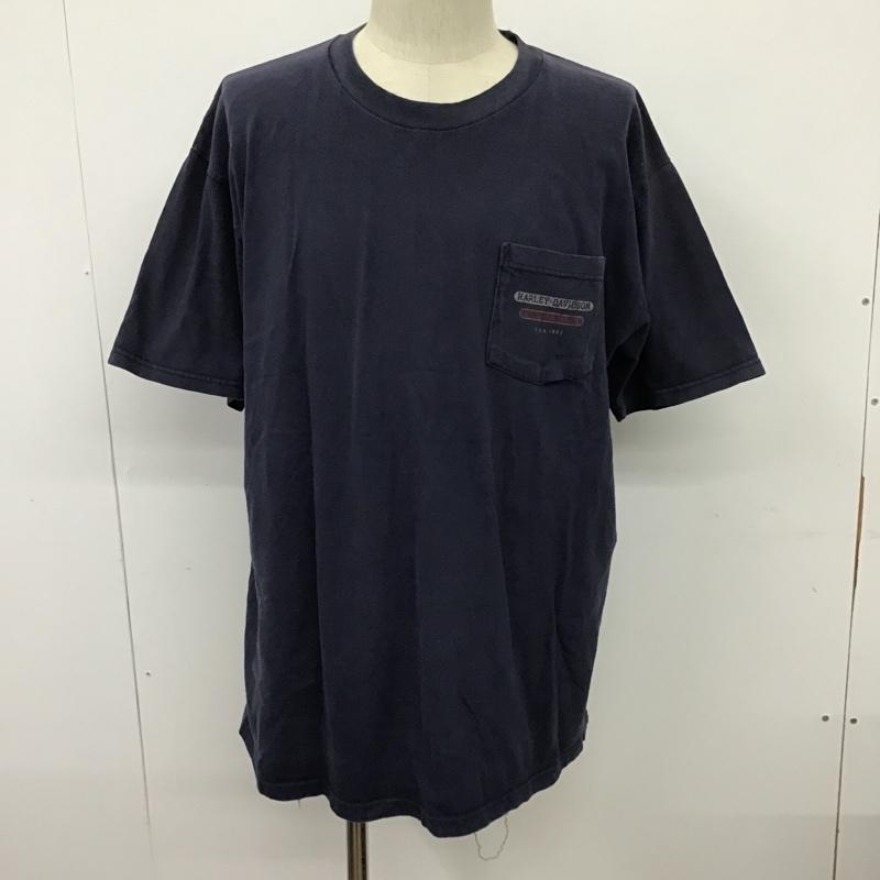 ハーレーダビッドソン Harley-Davidson Tシャツ 半袖 半袖カットソー プリントTシャツ クルーネックカットソー 古着 XL ロゴ、文字 紺 / ネイビー / メンズ USED 古着 中古 10097427
